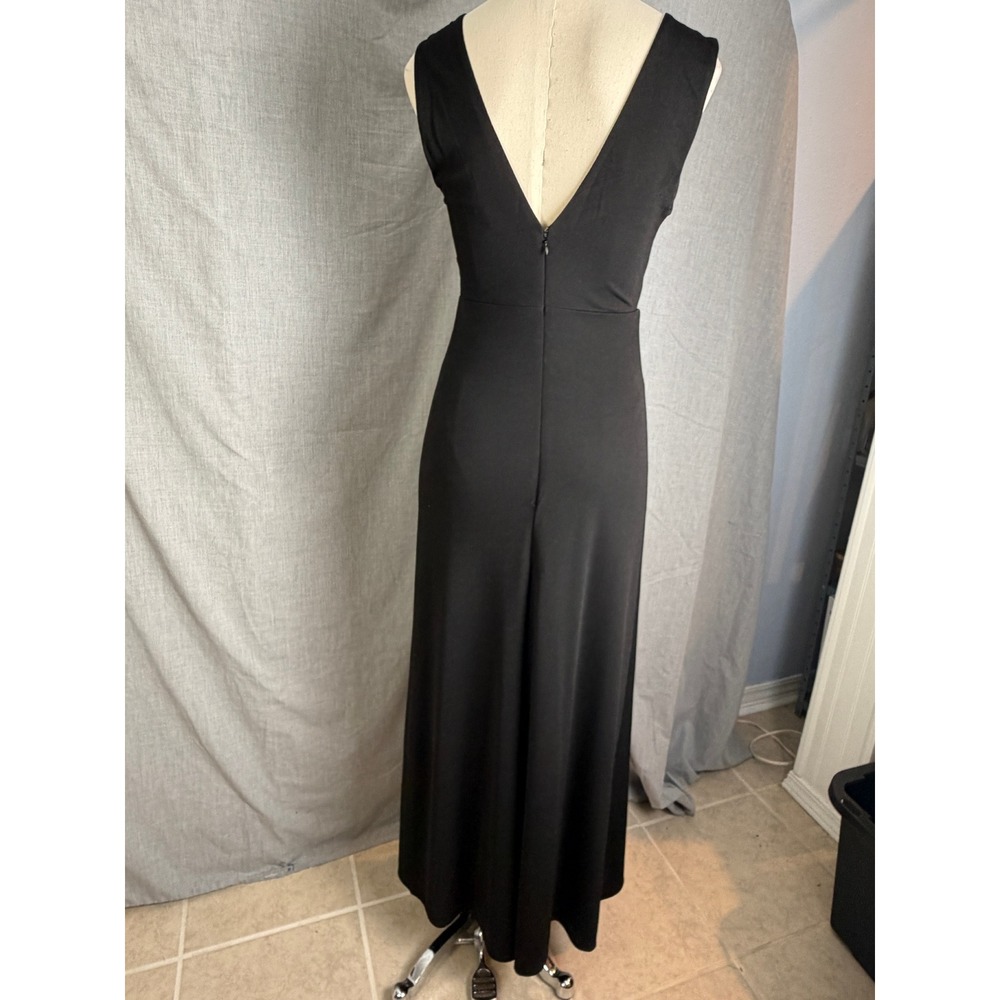 Birdy Grey Black V Neck Sleeveless Maxi Dress Side Slit Formal Evening M - Picture 10 of 11